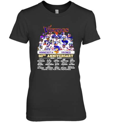 Minnesota Vikings 60Th Anniversary 1961 2021 Thank You For The Memories Signatures Premium Women's T-Shirt