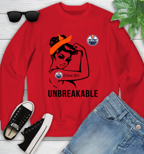 NHL Edmonton Oilers Girl Unbreakable Hockey Sports Youth Sweatshirt 5