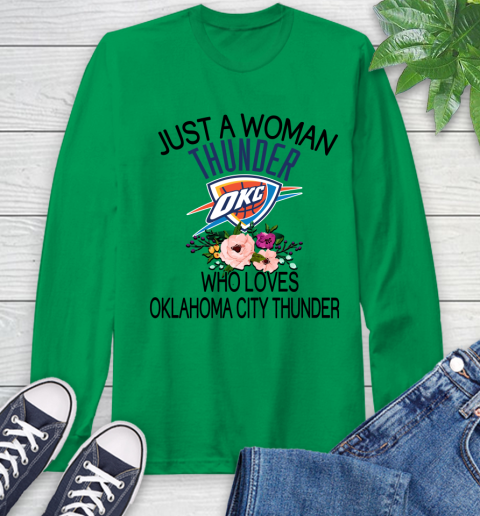 NBA Just A Woman Who Loves Oklahoma City Thunder Basketball Sports Long Sleeve T-Shirt 5