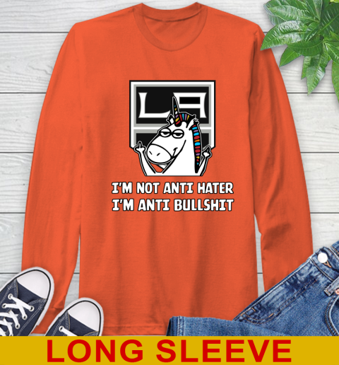 Los Angeles Kings NHL Hockey Unicorn I'm Not Anti Hater I'm Anti Bullshit Long Sleeve T-Shirt 5
