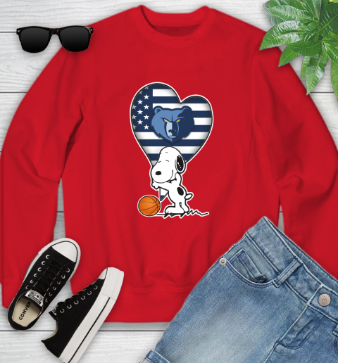 Memphis Grizzlies NBA Basketball The Peanuts Movie Adorable Snoopy Youth Sweatshirt 9