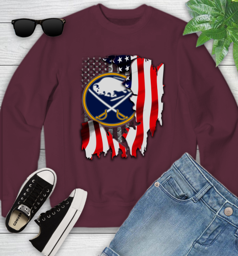 Buffalo Sabres NHL Hockey American Flag Youth Sweatshirt 4