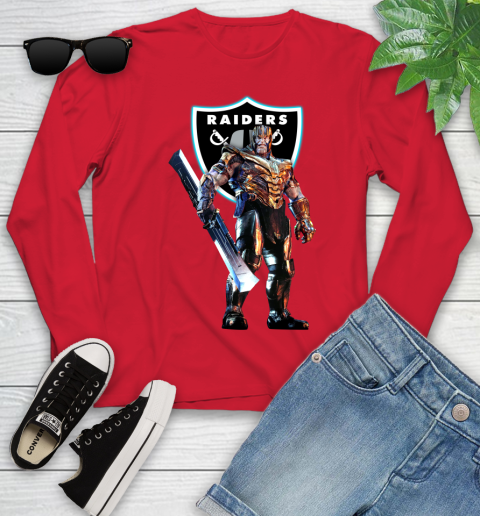 NFL Thanos Gauntlet Avengers Endgame Football Oakland Raiders Youth Long Sleeve 11
