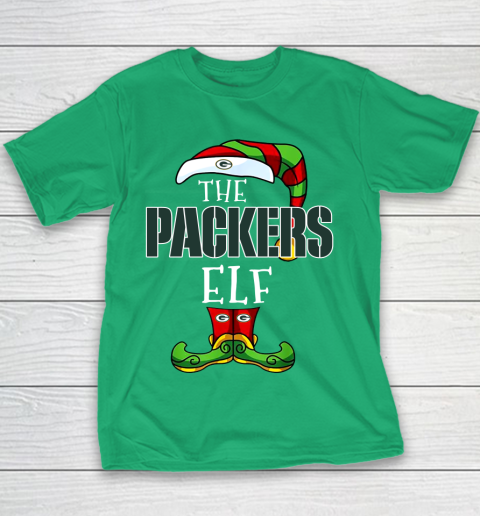 Green Bay Packers Christmas ELF Funny NFL Youth T-Shirt 3