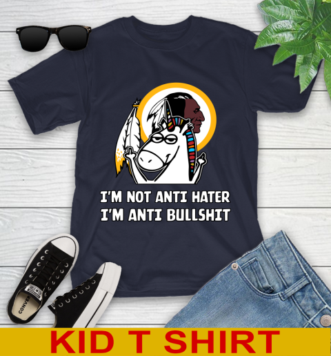 Washington Redskins NFL Football Unicorn I'm Not Anti Hater I'm Anti Bullshit Youth T-Shirt 3