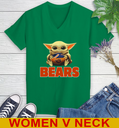 NFL Football Chicago Bears Baby Yoda Star Wars Shirt Women's V-Neck T-Shirt 6