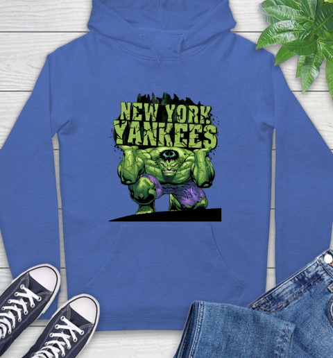 New York Yankees MLB Baseball Incredible Hulk Marvel Avengers Sports Hoodie 9