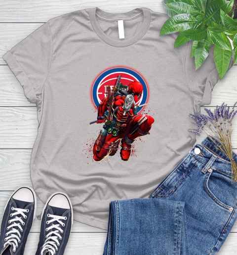 NBA Deadpool Marvel Comics Sports Basketball Detroit Pistons Women's T-Shirt 10