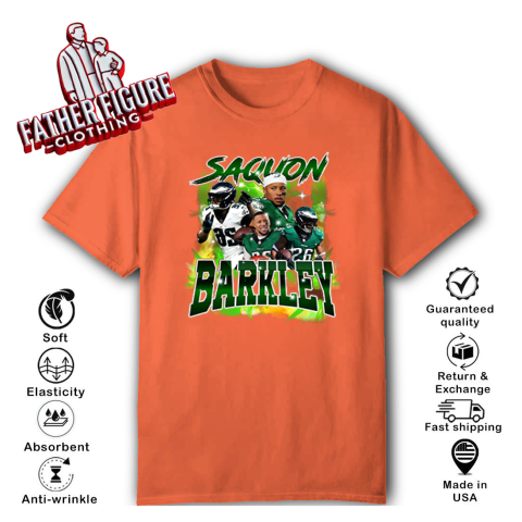 svun philadelphia eagles saquon barkley classic t shirt 2 front orange
