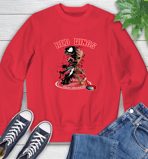 NHL Detroit Red Wings Hockey Venom Groot Guardians Of The Galaxy Sweatshirt 10