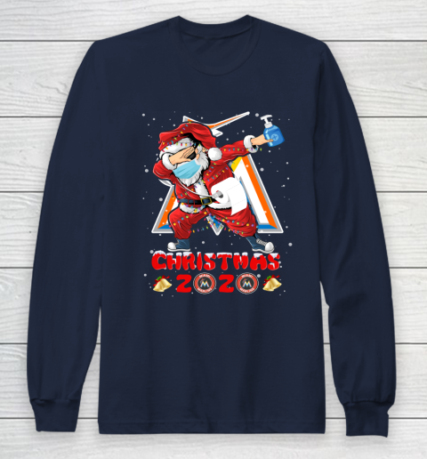 Miami Marlins Funny Santa Claus Dabbing Christmas 2020 MLB Long Sleeve T-Shirt 2
