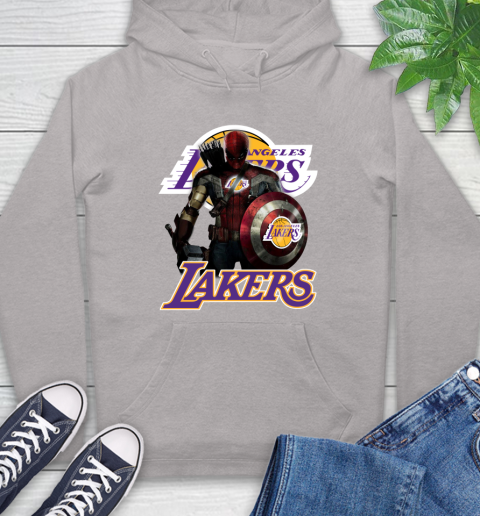 Los Angeles Lakers NBA Basketball Captain America Thor Spider Man Hawkeye Avengers Hoodie 12