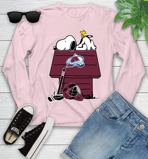 Colorado Avalanche NHL Hockey Snoopy Woodstock The Peanuts Movie Youth Long Sleeve 10