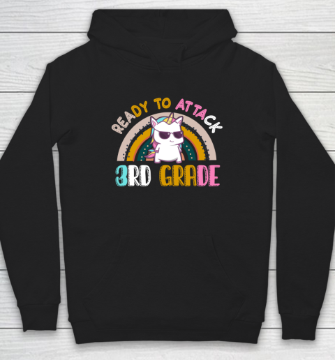 Back to school shirt Ready To Attack 3rd grade Unicorn Hoodie