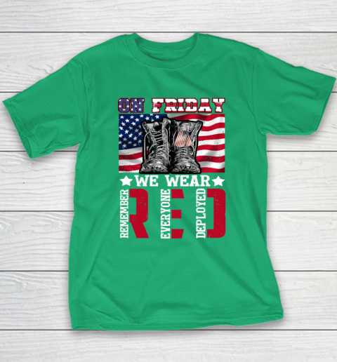 On Friday We Wear Red Remember Everyone Deployed Youth T-Shirt 4