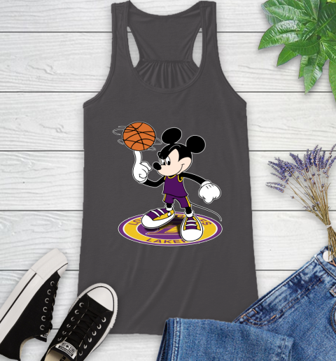 NBA Basketball Los Angeles Lakers Cheerful Mickey Disney Shirt Racerback Tank 12