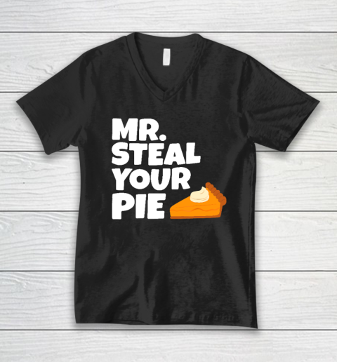 Boys Kids Funny Mr Steal Your Pie Thanksgiving V-Neck T-Shirt