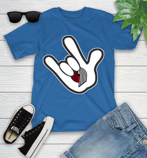 Portland Trail Blazers NBA Basketball Mickey Rock Hand Disney Youth T-Shirt 9