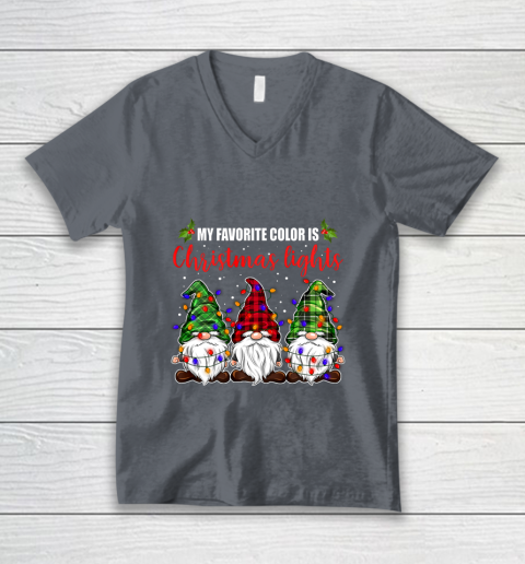My Favorite Color Is Christmas Light Gnome Merry Christmas V-Neck T-Shirt 4