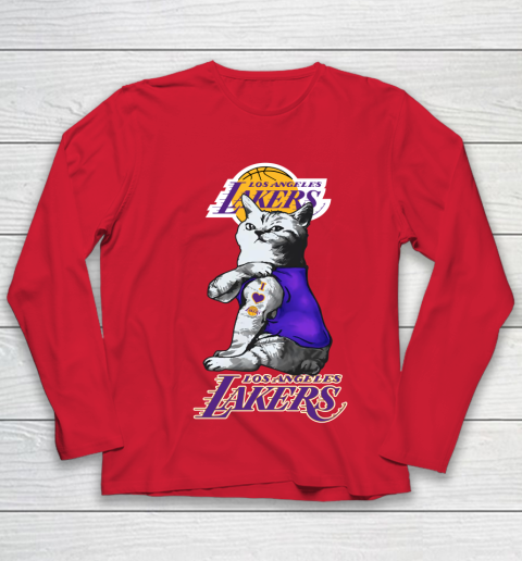 NBA Basketball My Cat Loves Los Angeles Lakers Youth Long Sleeve 8