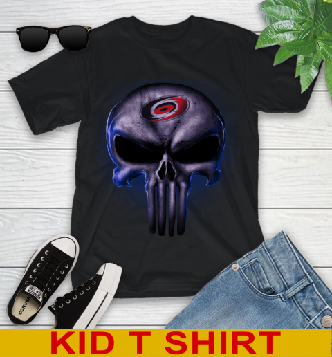 Carolina Hurricanes NHL Hockey Punisher Skull Sports Youth T-Shirt