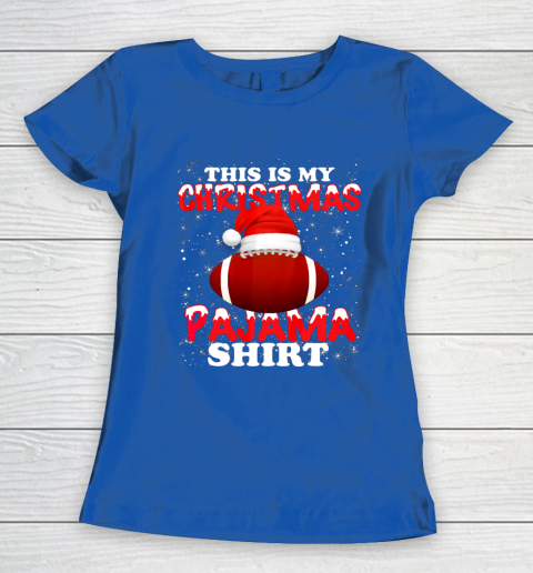 Football Christmas Gifts Santa Hat Funny Xmas Pajamas Women's T-Shirt 8