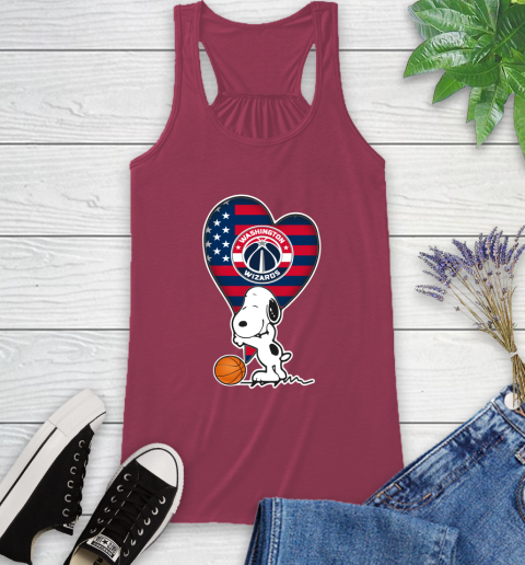 Washington Wizards NBA Basketball The Peanuts Movie Adorable Snoopy Racerback Tank 8