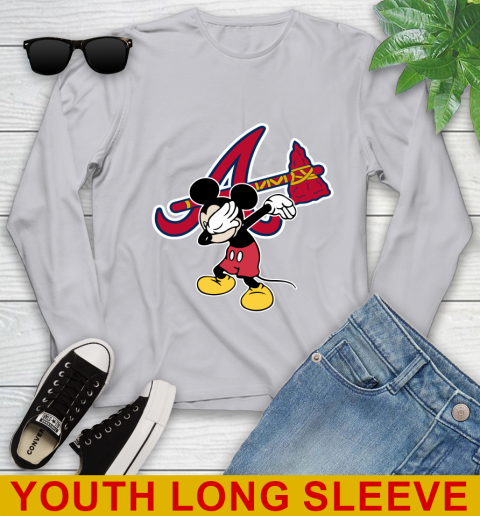 Atlanta Braves MLB Baseball Dabbing Mickey Disney Sports Youth Long Sleeve 6