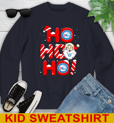 Philadelphia 76ers NBA Basketball Ho Ho Ho Santa Claus Merry Christmas Shirt Youth Sweatshirt 2