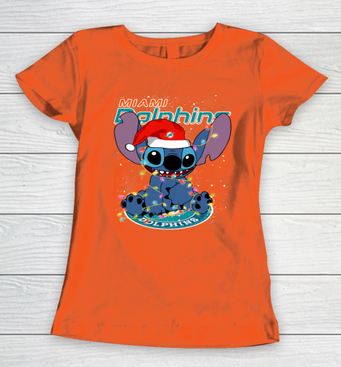 Miami Dolphins NFL Football noel stitch Christmas Women's T-Shirt 2