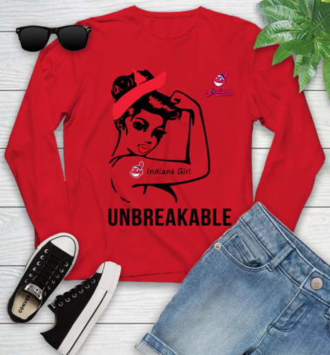 MLB Cleveland Indians Girl Unbreakable Baseball Sports Youth Long Sleeve 8