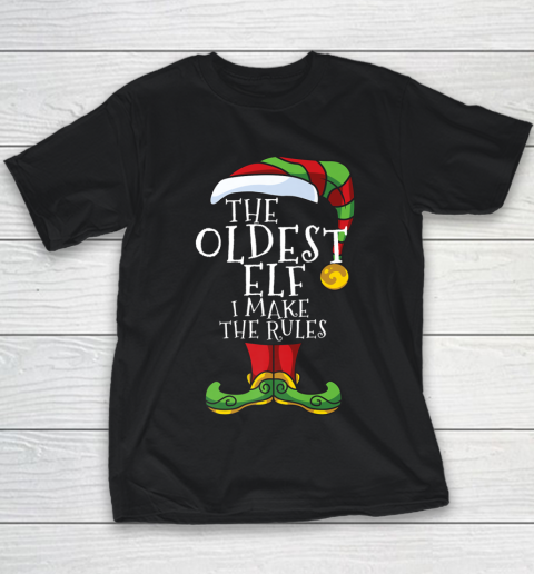 Oldest Rules Elf Family Matching Christmas Funny Pajama Youth T-Shirt