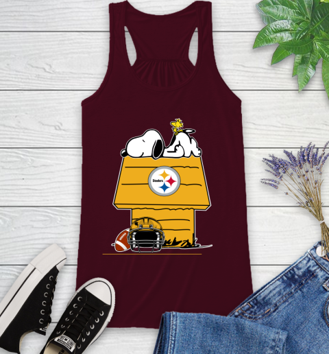 Pittsburgh Steelers NFL Football Snoopy Woodstock The Peanuts Movie Racerback Tank 3