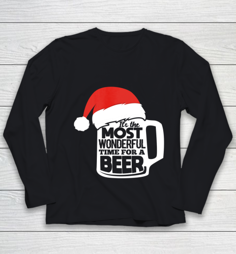 It s The Most Wonderful Time For A Beer Christmas Funny Xmas Youth Long Sleeve
