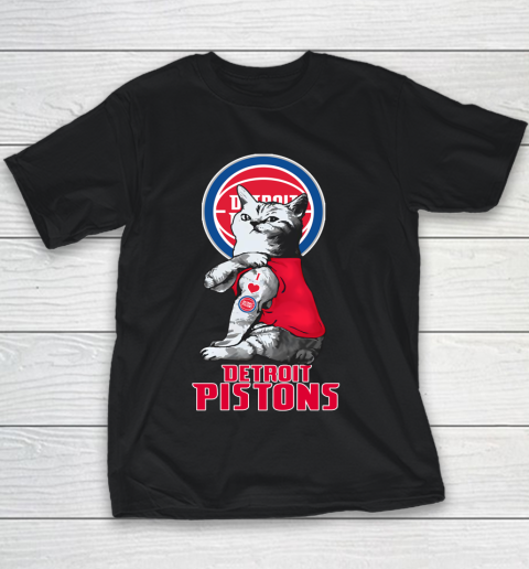 NBA Basketball My Cat Loves Detroit Pistons Youth T-Shirt