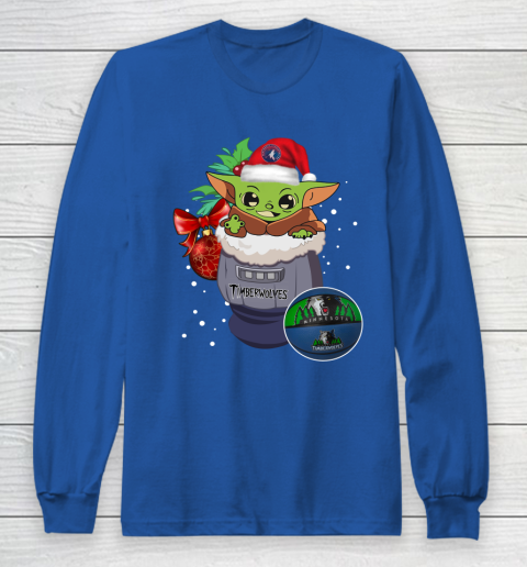 Minnesota Timberwolves Christmas Baby Yoda Star Wars Funny Happy NBA Long Sleeve T-Shirt 9
