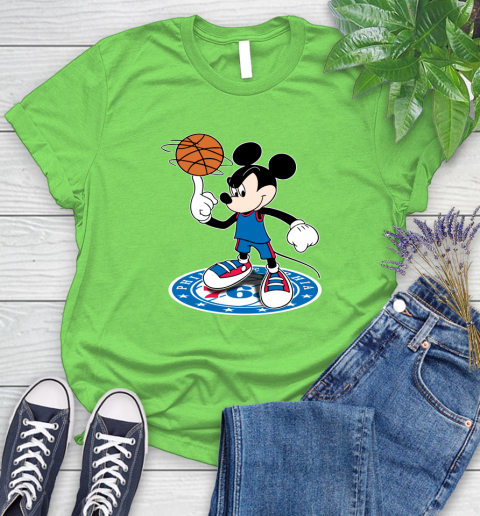NBA Basketball Philadelphia 76ers Cheerful Mickey Disney Shirt Women's T-Shirt 10