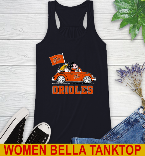 MLB Baseball Baltimore Orioles Pluto Mickey Driving Disney Shirt Racerback Tank 10