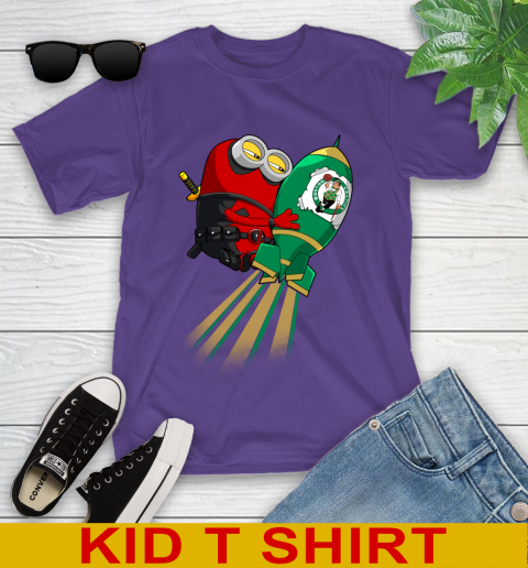 NBA Basketball Boston Celtics Deadpool Minion Marvel Shirt Youth T-Shirt 3