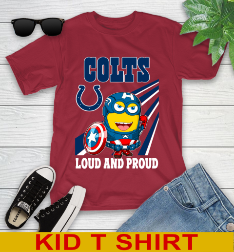 NFL Football Indianapolis Colts Captain America Marvel Avengers Minion Shirt Youth T Shirt Tee For Sports