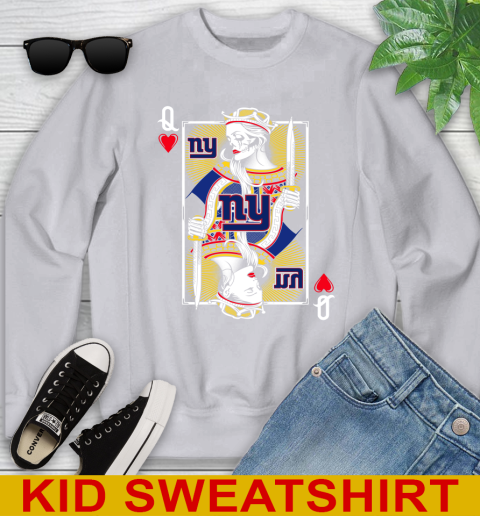 NFL Football New York Giants The Queen Of Hearts Card Shirt Youth Sweatshirt 3