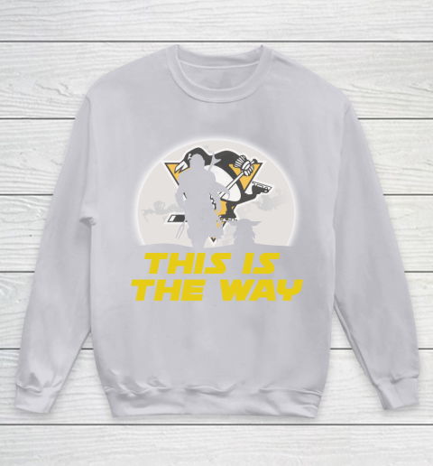 Pittsburgh Penguins NHL Ice Hockey Star Wars Yoda And Mandalorian This Is The Way Youth Sweatshirt 3