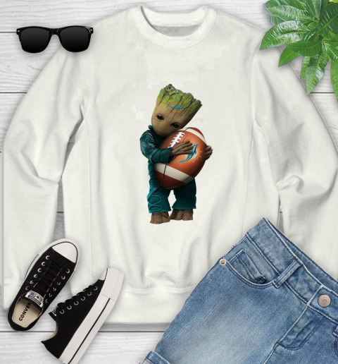 NFL Groot Guardians Of The Galaxy Football Sports Miami Dolphins Youth Sweatshirt