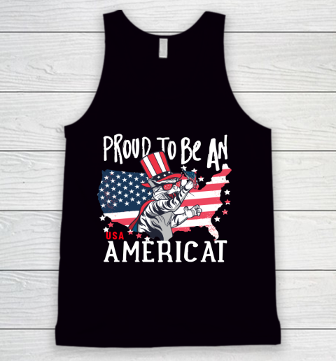 Independence Day 4th Of July USA  American Flag Day Cat Tank Top