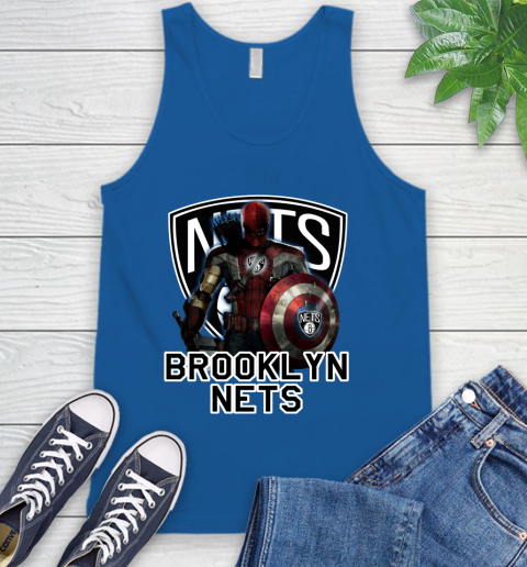 Brooklyn Nets NBA Basketball Captain America Thor Spider Man Hawkeye Avengers Tank Top 5