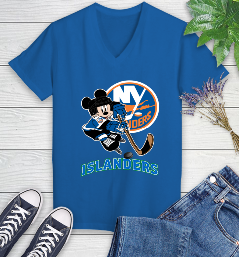 NHL New York Islanders Mickey Mouse Disney Hockey T Shirt Women's V-Neck T-Shirt 10