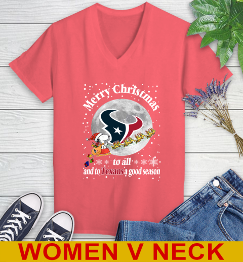 Houston Texans Merry Christmas To All And To Texans A Good Season NFL Football Sports Women's V-Neck T-Shirt 6
