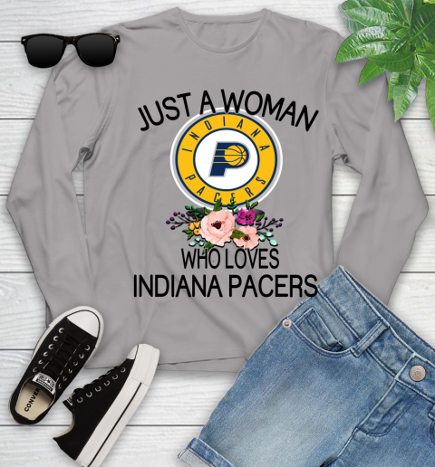 NBA Just A Woman Who Loves Indiana Pacers Basketball Sports Youth Long Sleeve 3