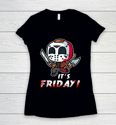 It's Friday 13th Halloween Horror Movies Humor Costume Women's V-Neck T-Shirt