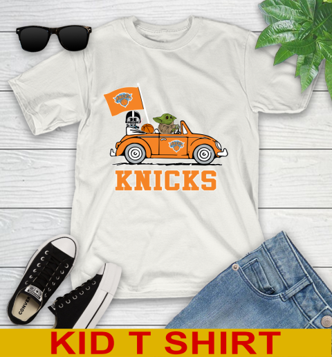 NBA Basketball New York Knicks Darth Vader Baby Yoda Driving Star Wars Shirt Youth T-Shirt